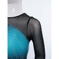 thumbnail image 4 of Sholeno Girls Gradient Color Figure Skating Dress Rhinestone Shiny Mesh Long Sleeve Dance Dresses Blue Green 6, 4 of 7
