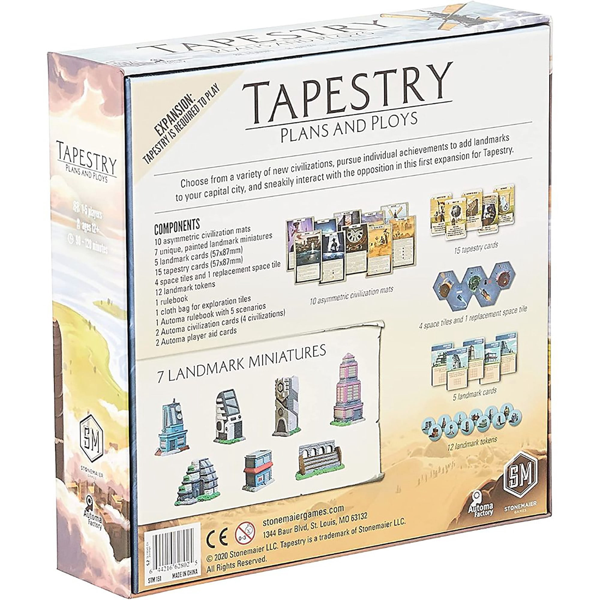 Tapestry: Plans & Ploys Expansion - City Building Board Game Expansion, Stonemaier Games, Ages 13+, 1-5 Players, 90-120 Min