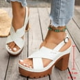 thumbnail image 4 of Women's Plus Size Roman Strap Chunky Heel Sandals, Buckle Detail Platform High Heel Summer Shoes, Stylish and Comfortable for Parties, Dates and Casual Wear White 41, 4 of 9