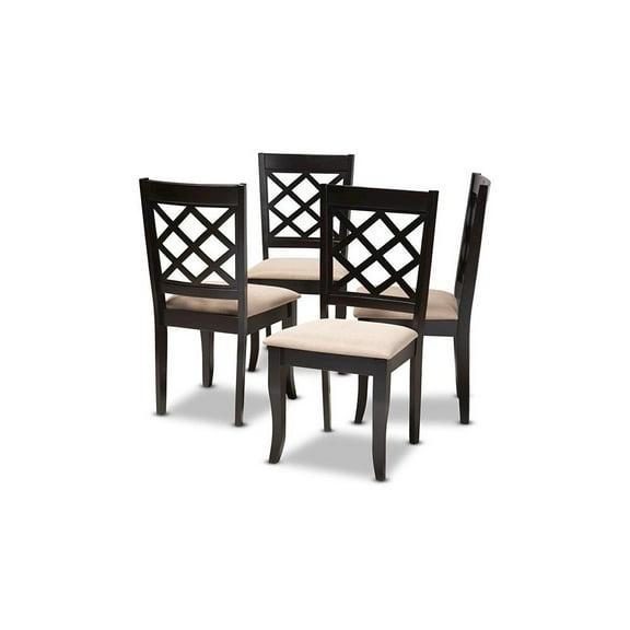 Baxton Studio Verner Wood Dining Chair in Sand and Espresso - Set of 4