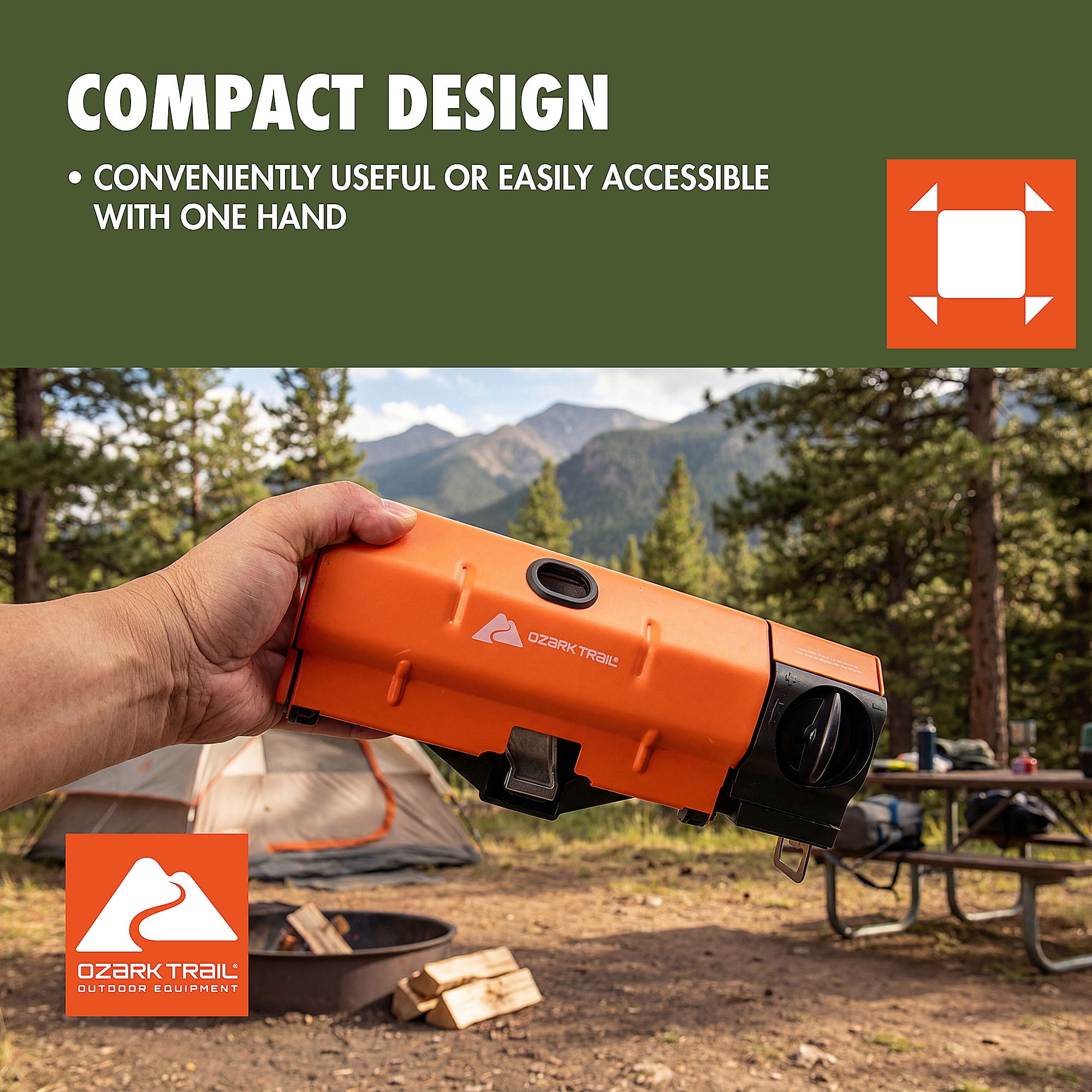 Ozark Trail 1-Burner Folding Butane Stove, 5300 BTU, Orange