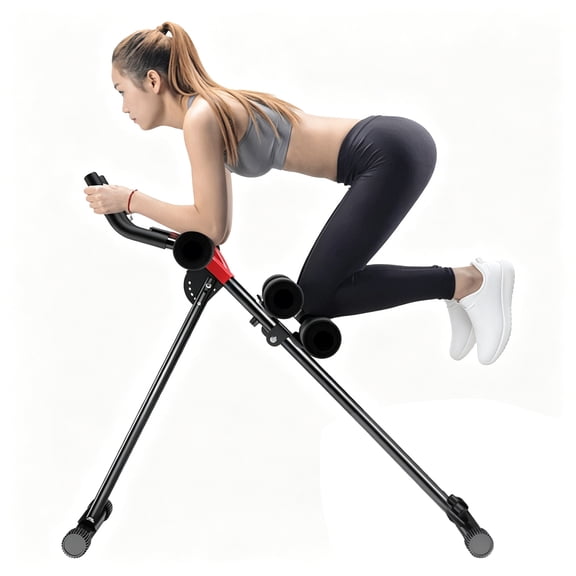 Cbehtwi Dual‑Track Adjustable Abdominal Roller - Full Body Ab Workout Equipment with LCD Monitor, 5 Levels Foldable Ab Machine for Home Gym, Strength Training & Body Shaping