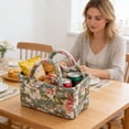 thumbnail image 5 of VMWMSSR Quilted Floral Fabric Storage Basket With Dual Handles Decorative Vintage Cloth Storage Bin Portable Organizer For Bedroom Living Room Nursery Countertop Home Decor(Green-8.66"), 5 of 5
