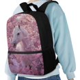 thumbnail image 4 of Pzuqiu Cherry Blossom Horse Girls Backpacks Ages 6-8 8-10 Elementary Students Bookbag Cute School Bags 17 Inch Lightweight Large Capacity Bookpack with Font Pocket, 4 of 6