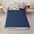 thumbnail image 4 of Castle Fairy Sport Baseball Bat Zipper Twin Comforter Sets with Fitted Sheet and 2 Pillowcases, Vintage Stars Print Zipper Bedding Set, Red Blue White,4-Piece,Navy Blue Reversible, 4 of 6