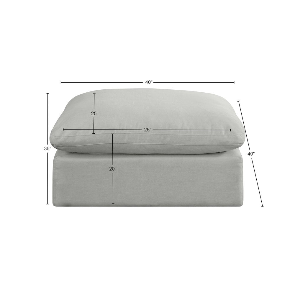 Meridian Furniture Comfy Grey Linen Textured Fabric Ottoman