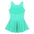 thumbnail image 4 of inlzdz Girls Sparkle Rhinestones Tulle Dress Figure Ice Skating Skirts Ballet Dance Leotard Dress Mint Green 14, 4 of 7