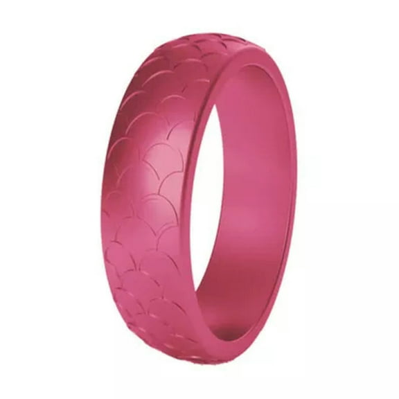 GKNET Couple Silicone Rings Scale Pattern Finger Ring Rubber Band Ring Sport 5.7mm NEW-pink-9