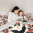thumbnail image 4 of Homewish Vintage Gothic Halloween Bat Queen Comforter Set,Red Blossom Branch Print Comforter Sets Queen,Cream Black Red,Light Gray Reversible,3-Piece,1 Comforter and 2 Pillowcases, 4 of 7