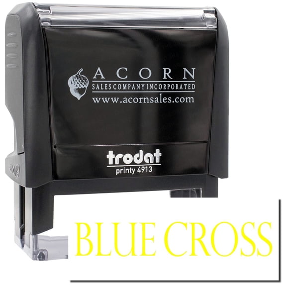Large Self-Inking Blue Cross Stamp, Trodat Printy 4913, Press and Print Stamping, Impression Size 7/8" x 2-1/4", Up to 10,000 Impressions - Yellow Ink