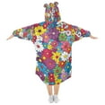 thumbnail image 2 of FORMRS Wearable Blanket Hoodie with Sleeves for Kids Cozy Flannel Sweatshirt, Whimsical Floral, 2 of 7