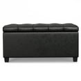 thumbnail image 4 of Sienna 33 inch Wide Storage Ottoman Bench in Distressed Black Vegan Leather, 4 of 14