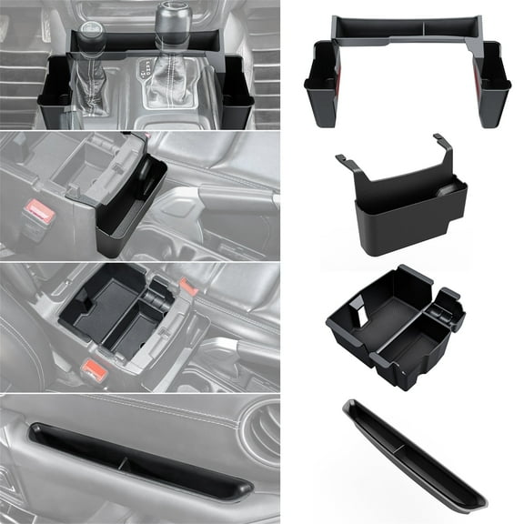DIAMOOKY 4PCS Center Console Organizer for Jeep Wrangler JL JLU 4xe 2018-2025 & Gladiator JT 2020-2025 Accessories Gear Shift Side Tray Hanging Armrest Storage Box (Not for JK/JKU)