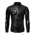 thumbnail image 5 of INSPIRE CHIC Men's Shiny Sequins Shirt Long Sleeves Slim Fit Disco Party Shirt, 5 of 6
