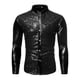 thumbnail image 5 of Camisa de lentejuelas brillantes para hombres INSPIRE CHIC, ajuste slim, de manga larga, con botones, camisa de satén para fiesta disco, negra, XL, 5 of 6
