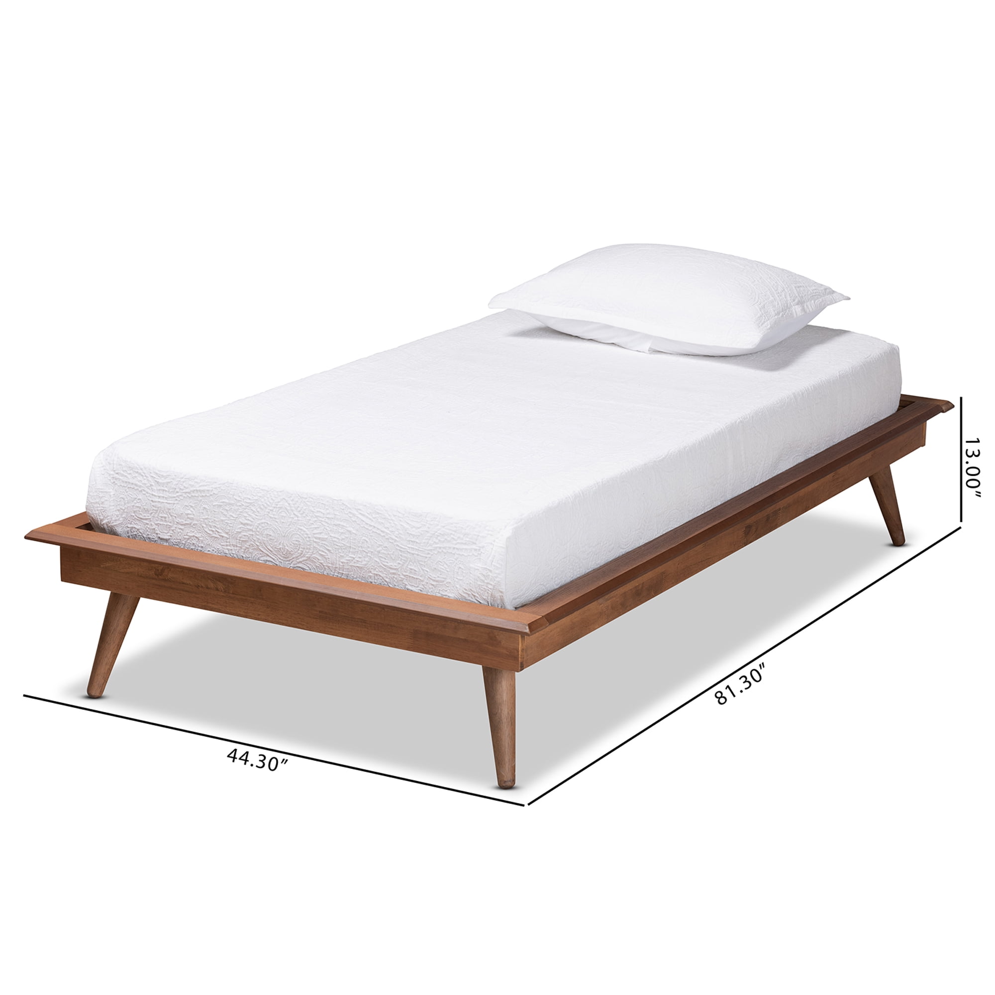Baxton Studio Karine Wood Platform Bed Frame, Twin, Ash Walnut