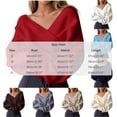 thumbnail image 6 of FRSASU Women's off the Shoulder Sweaters V-Neck Long Sleeve Slim Fit Ribbed Knit Fall Trendy Elegant Crop Tunic Pullover Tops White, 6 of 6