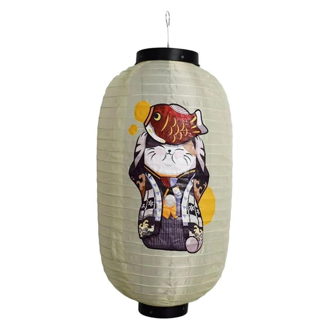 Almencla Japanese Lantern Cloth Multi Purpose Hanging Ornament for Pub Party Festival Cat and Fish