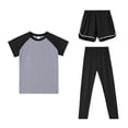 thumbnail image 4 of HAOTAGS Girls 3-Piece Active Set,Tee + Shorts + Pants Breathable School Quick-Dry Tee Round-Neck Comfort Outfit Gray 14-15T, 4 of 5