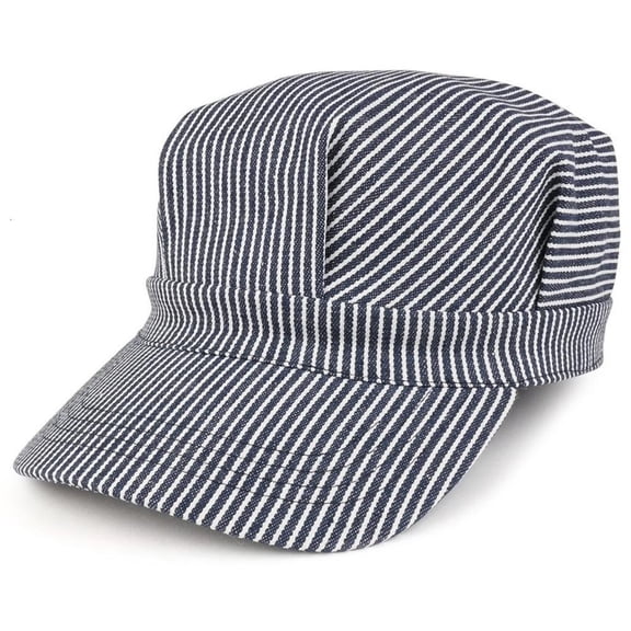 Osdhezcn Premium Stripy Cotton Engineer Cap Adjustable Fit All Ages Lightweight