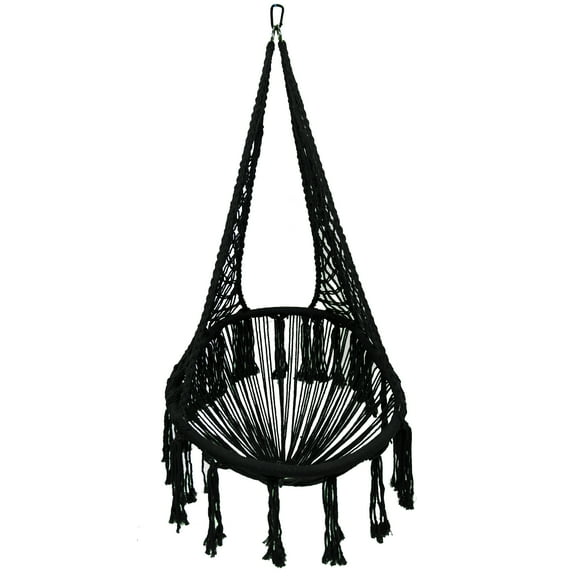 Equip Avocado Macrame Hammock Chair, Cotton Blend Black, Size 47” H x 27” W, Capacity 250 lb.