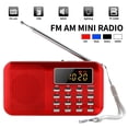 thumbnail image 1 of X  Mini  Radio with Speaker Rechargeable Portable Walkman Pocket MP3 Player with Stereo Earphone  USB Charging Cable  Arm Lanyard  Flashlight, 1 of 10