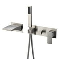 thumbnail image 1 of sumerain Wall Mount Tub Filler Brushed Nickel with Waterfall Tub Spout and Handheld Shower, High Flow, 1 of 4