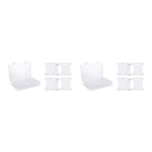 Destyer Double Buckles DIY Fashion Stitch Embroidery Tool Easy Organization And Durability Bobbins Box+100 Bobbins 2Set