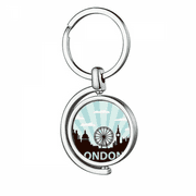 Britain UK London Eye Outline United Kingdom Rotating Keychain Metal Keyring Holder
