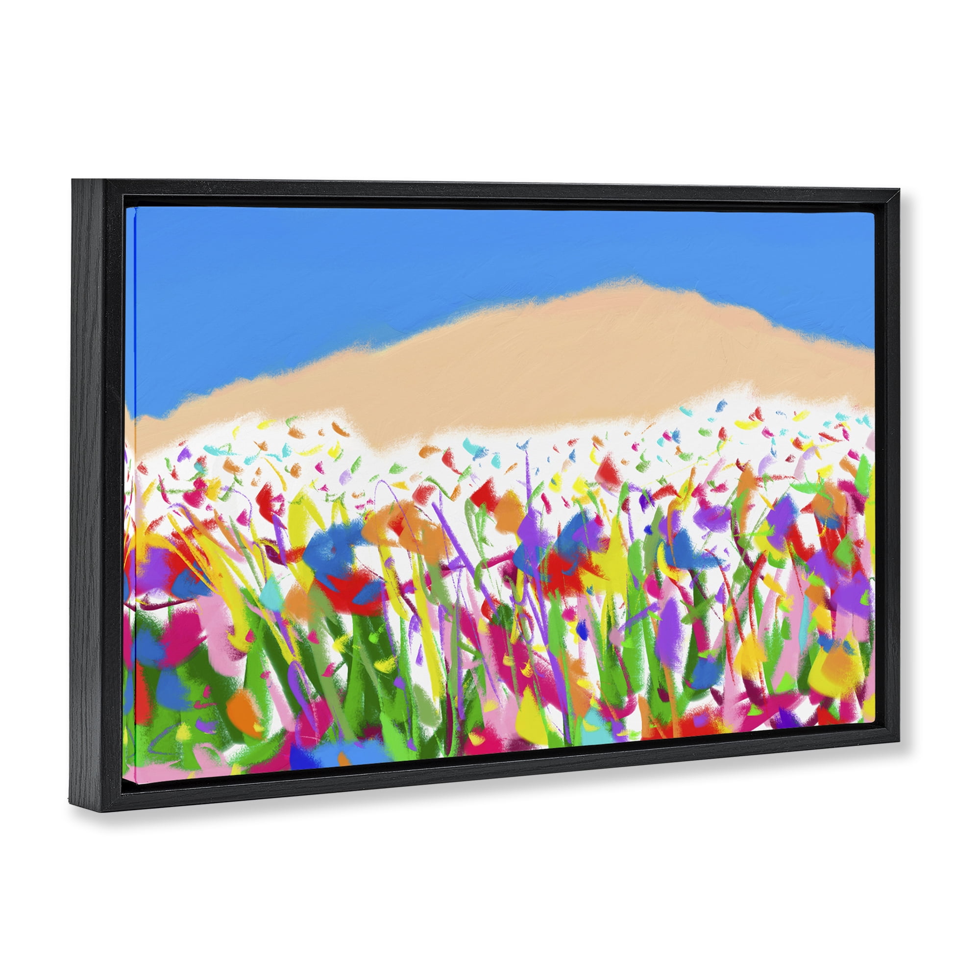 Stupell Industries Joyful Landscape Abstraction Landscape Painting Black Floater Framed Canvas Art Print Wall Art, 25 x 17