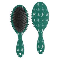 Green Christmas Tree and Snow Pattern Hair Brush,Girls Detangling Hair Brush,Glide Through Tangles with Ease for Wet & Dry Hair,8.8"X2.8"