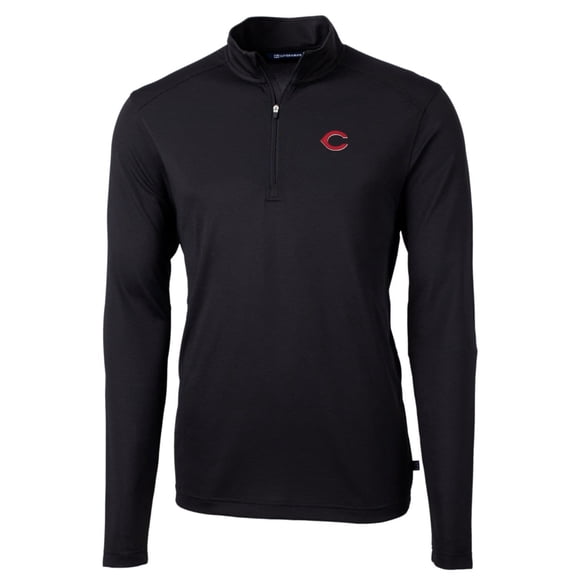 Men's Cutter & Buck Black Cincinnati Reds Big & Tall Virtue Eco Pique Quarter-Zip Pullover Jacket