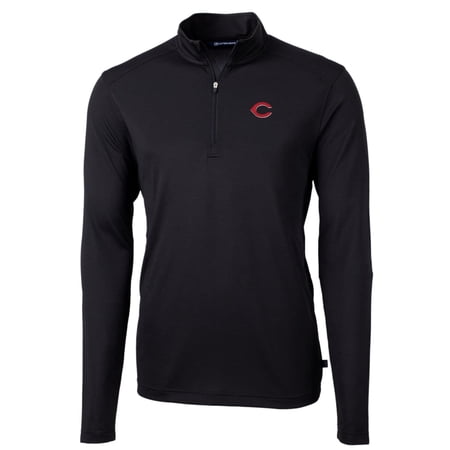 Men s Cutter & Buck Black Cincinnati Reds Big & Tall Virtue Eco Pique Quarter-Zip Pullover Jacket