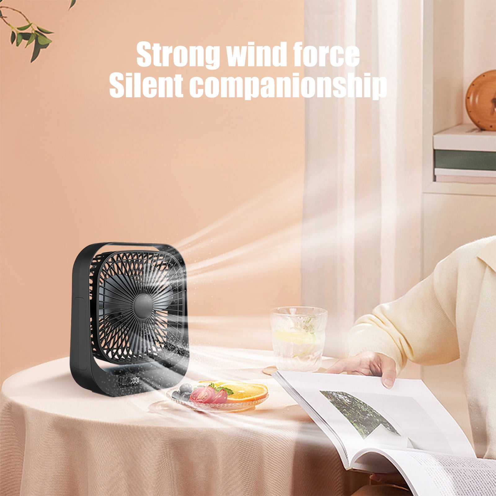 Bwiyojiz Kitchen & Dining Desktop Mini Fan Wind Power Home Office Small Charging Plug Circulation, Gifts for Friend