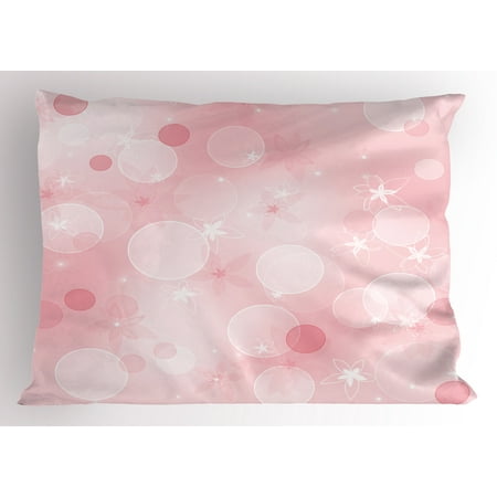 Light Pink Pillow Sham Floral Background With Hazy Bubbles And