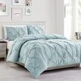 thumbnail image 2 of WPM 3 Piece Microfiber Comforter Set Pinch Pleat Pintuck Down Alternative Bedding - All Season Blue Bedroom Decor- JN1, 2 of 5