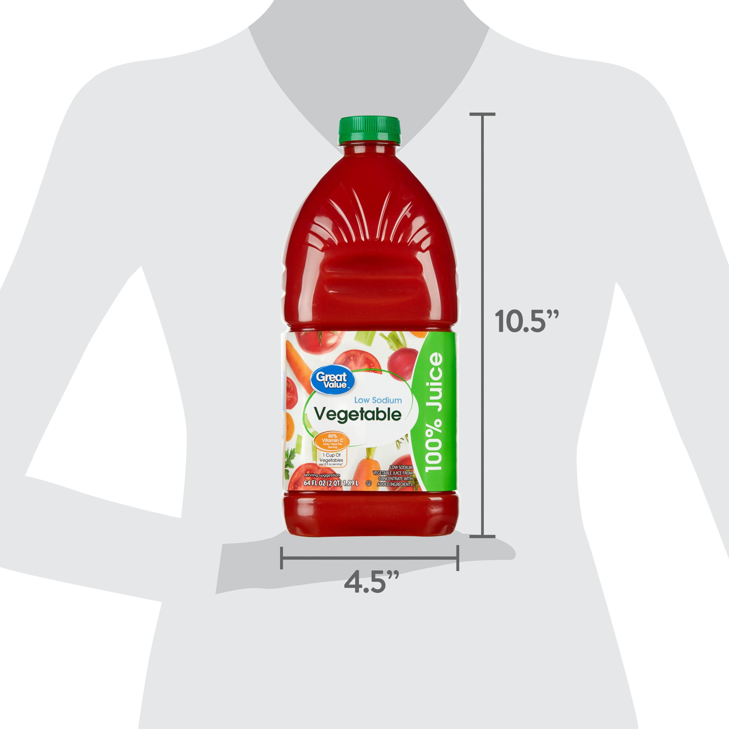 Great Value Low Sodium Vegetable 100% Juice, 64 fl oz