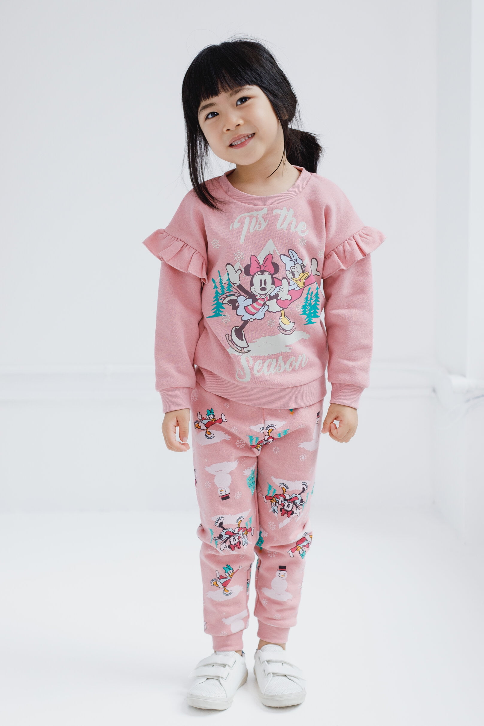 Disney Daisy Duck Minnie Mouse Christmas Fleece Sweatshirt and Jogger Pants Outfit Set Newborn to Little Kid