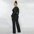 thumbnail image 5 of VBARHMQRT Female Workout Jumpsuits for Women Women Long Sleeve Club Overalls Lace Bodycon Romper Party Jumpsuits Black Jumpsuit for Women Dressy Long Sleeve Womens Jumpsuit Tummy Control Petite, 5 of 9