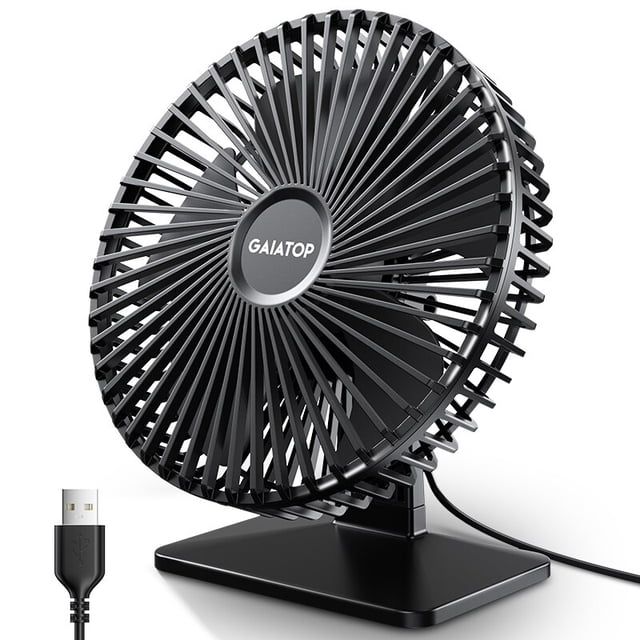 GAIATOP-ventilador de escritorio USB, dispositivo de refrigeración portátil con ajuste de rotación de 90 °, 4 velocidades, Ultra silencioso, potente, Mini ventiladores de Mesa para el hogar y la Ofici qym unisex