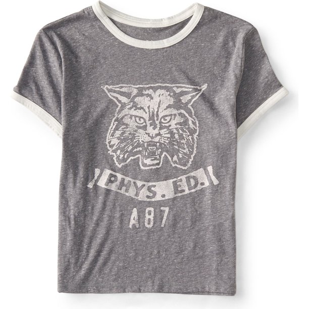 Camiseta gráfica Lover de Aeropostale para mujer, gris, grande Aeropostale Camiseta gráfica
