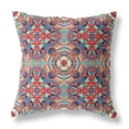 thumbnail image 1 of Amrita Sen Clover Leaf Floral Suede Zippered Pillow with Insert Orange Blue Aqua, 1 of 2