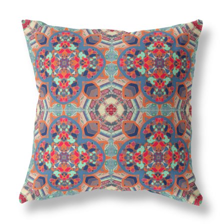 Amrita Sen Suede Orange Blue Zippered Pillow With Insert CAPL544FSDS-ZP-20x20