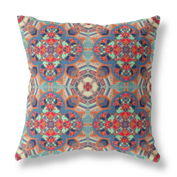 Amrita Sen Suede Orange Blue Zippered Pillow With Insert CAPL544FSDS-ZP-20x20