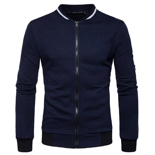 Abrigo de chaqueta con capucha y cuello alto con cremallera en contraste casual de diamante para hombre Pompotops oipoqjl9393