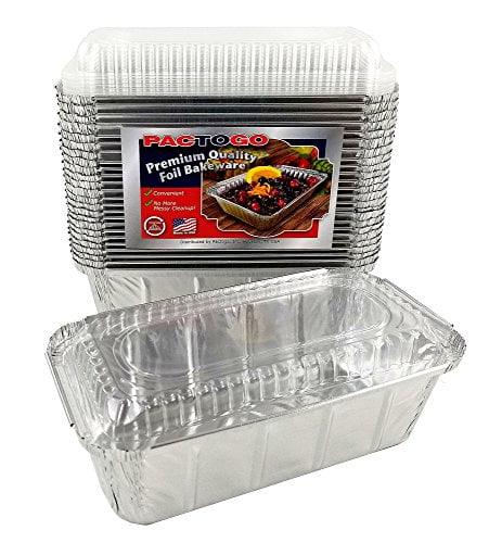 Pactogo 1 1/2 lb - Heavy Duty Made in USA IVC Disposable Aluminum Foil Loaf Bread Pan w/Board Lids 8 x 4.1 x 2.2 Pack of 12 Sets 