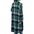 thumbnail image 2 of Perfectbot Women's Long Plaid Flannel Jacket, Two Way Zipper Lapel Collar with Pocket and Adjustable Cuffs, 2 of 7