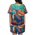 thumbnail image 3 of Rocae Sea Turtle in Coral for Two Piece Sleepwear Pajamas Sets for Women Soft Short-Sleeved Pjs with Lounge Shorts XX-Large, 3 of 9