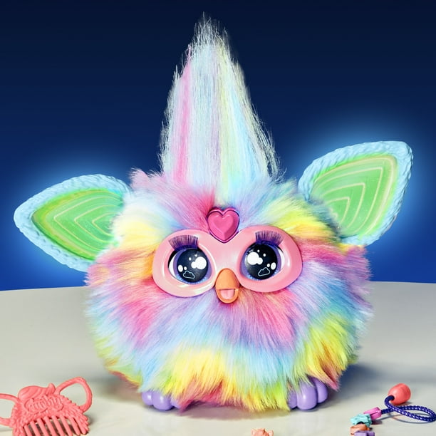 Furby Tie Dye Plush Toy, Voice Activated, 15 Accessories, Age 6+
