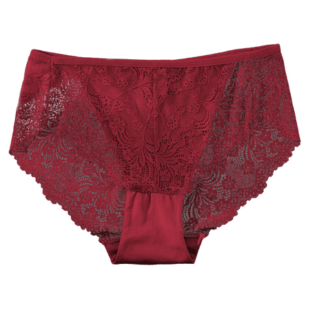 Fulorrnie Underwear for Women Plus Size High Waist Breathable Comfort Panties Cute Briefs Elastic Panty  Red  8